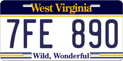 WV license plate 7FE890