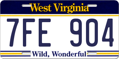 WV license plate 7FE904