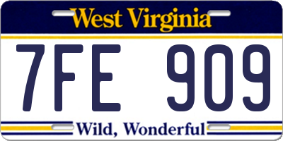 WV license plate 7FE909