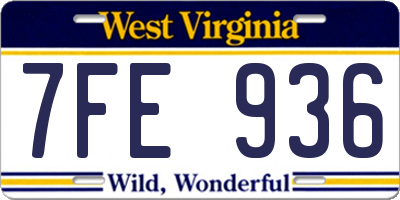 WV license plate 7FE936