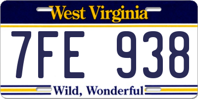 WV license plate 7FE938