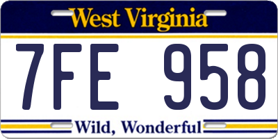 WV license plate 7FE958