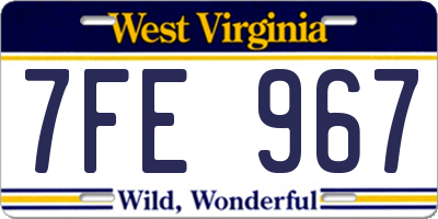 WV license plate 7FE967