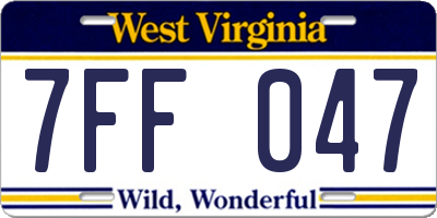 WV license plate 7FF047