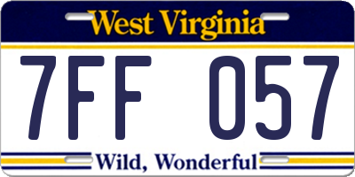 WV license plate 7FF057