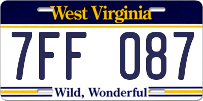 WV license plate 7FF087