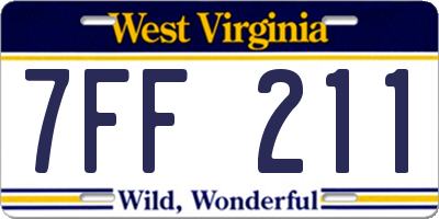 WV license plate 7FF211