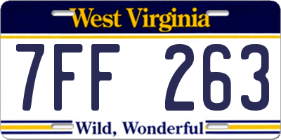 WV license plate 7FF263