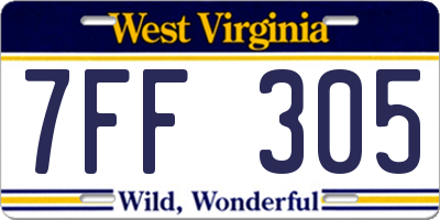 WV license plate 7FF305