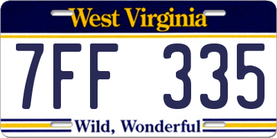 WV license plate 7FF335