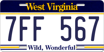 WV license plate 7FF567