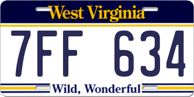 WV license plate 7FF634