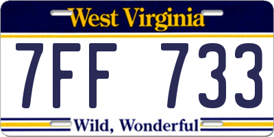WV license plate 7FF733