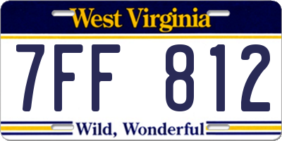 WV license plate 7FF812
