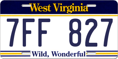 WV license plate 7FF827