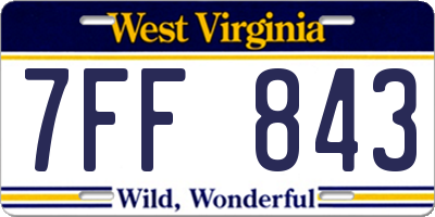 WV license plate 7FF843