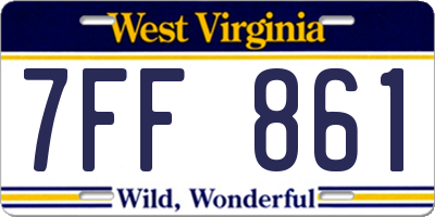 WV license plate 7FF861
