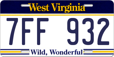 WV license plate 7FF932