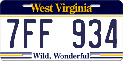 WV license plate 7FF934