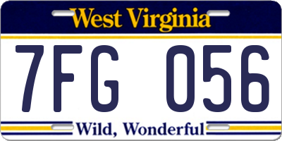 WV license plate 7FG056