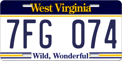 WV license plate 7FG074
