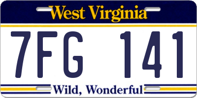 WV license plate 7FG141