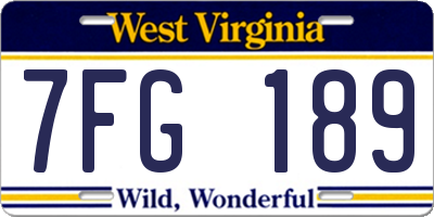 WV license plate 7FG189