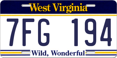 WV license plate 7FG194
