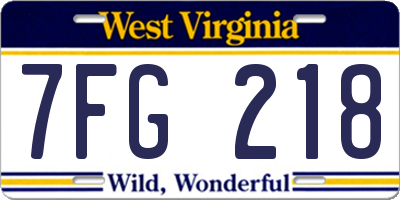 WV license plate 7FG218