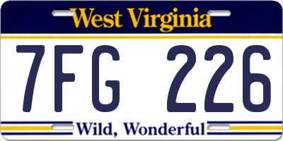 WV license plate 7FG226