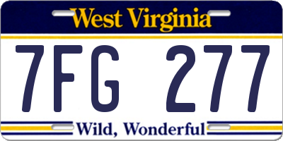 WV license plate 7FG277