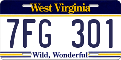 WV license plate 7FG301