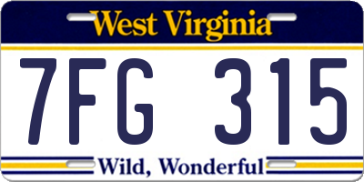 WV license plate 7FG315