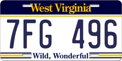WV license plate 7FG496