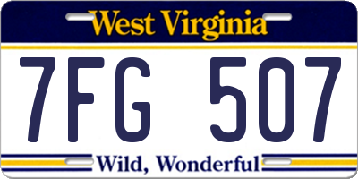 WV license plate 7FG507