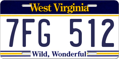 WV license plate 7FG512
