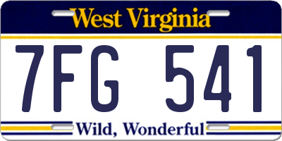 WV license plate 7FG541