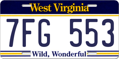 WV license plate 7FG553