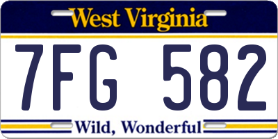 WV license plate 7FG582