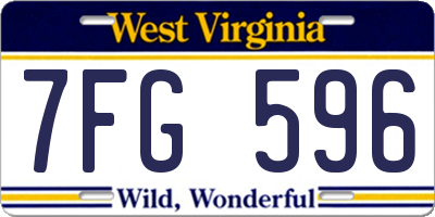 WV license plate 7FG596