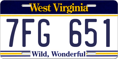 WV license plate 7FG651
