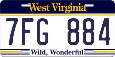 WV license plate 7FG884