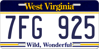 WV license plate 7FG925