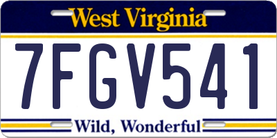 WV license plate 7FGV541