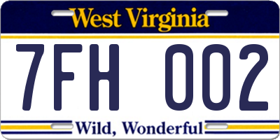 WV license plate 7FH002