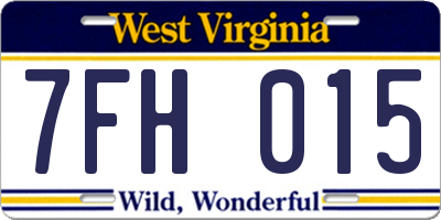 WV license plate 7FH015