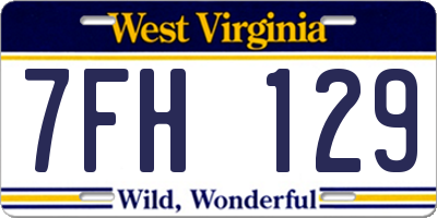 WV license plate 7FH129