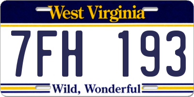 WV license plate 7FH193