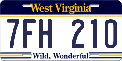 WV license plate 7FH210
