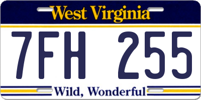WV license plate 7FH255